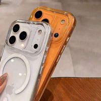Funda Rígida de PC de 2mm Anti-Amarilleo para iPhone 17 Pro Max, Funda Transparente con Anillo Naranja para iPhone 17 18 Pro Max