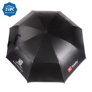 High-End Custom Logo Double-Layer <b>Windproof</b> UV Black Coating Manual Golf <b>Umbrella</b> 60" Modern Straight Style for Golf Cart - Product Image 3