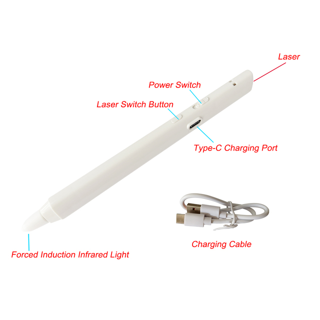 Rechargeable  Smart Whiteboard Pen Electronic Infrared Digital Pen for Interactive Boards White