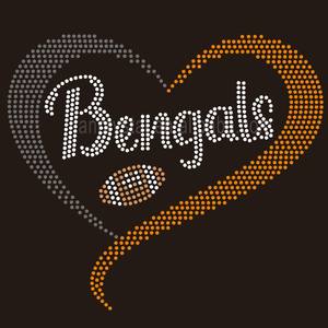 シンシナティベンガルズラインストーン移籍サッカーブリングベンガルズモチーフホットフィックスアイアンオン - Product Image 5