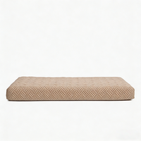 Lit pour chien Yang Yang Pet Check en tissu de lin beige rectangulaire, sur mesure, de luxe, apaisant, avec mousse à mémoire de forme, amovible et lavable