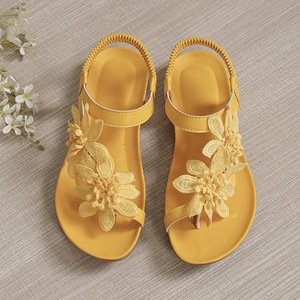 Women Floral Lace Clip Toe Flat <b>Sandals</b> <b>Elastic</b> Ankle Strap Soft Insole Non Slip Sole Summer Beach Daily Walking Casual Shoes - Product Image 6