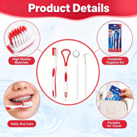 Set perawatan mulut gigi portabel harian, Kit perawatan mulut ortodontik dengan sikat gigi pengikis lidah Set Oral