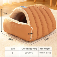Lit pour chat fermé, sac de couchage chaud, niche pour animaux de compagnie, tente en polaire douce à double mode ouvert/fermé pour petits animaux, intérieur, hiver, PP