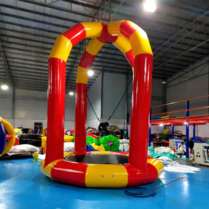 Trampoline gonflable en PVC pour enfants, 3 m de diamètre, construction libre, intérieur/extérieur, trampoline individuel, filet de sécurité, rouge, amusement - Product Image 6