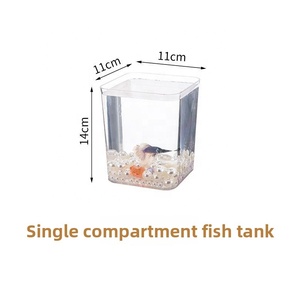 Kleine Goudvis Tank Vierkant Desktop Display Plastic Simulatie Glas Betta <span class=keywords><strong>Aquarium</strong></span> <span class=keywords><strong>Aquarium</strong></span> Ornament Voor Woonkamer Interieur - Product Image 4