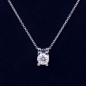 Tianyu Moissanite Solitaire Prong <b>Necklac</b> <b>Simple</b> and Stylish 925 Sterling Silver Plated with 18K Platinum - Product Image 1