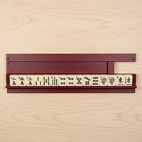 Table de jeu de mahjong portable pour 4 joueurs, moderne, minimaliste, en bois massif rouge foncé, de luxe, durable, avec support pour tuiles et pousseurs magnétiques