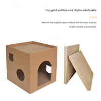 Novayapetix Maisonnette pliable écologique et sûre pour chat, cube à gratter en carton, boîte à gratter pour chaton, lit nid douillet réversible en carton ondulé