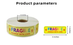 1 X3 Inches Fragile Shipping <b>Sticker</b> Glass Per <b>Roll</b> 500 Labels Caution Warning Shipping Mobile Envelope Glass Permanent - Product Image 4