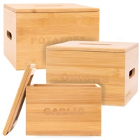Bacs à légumes empilables en bambou pour le rangement de cuisine, conteneurs rectangulaires pour oignons, pommes de terre, ail, utilisation sur comptoir de garde-manger