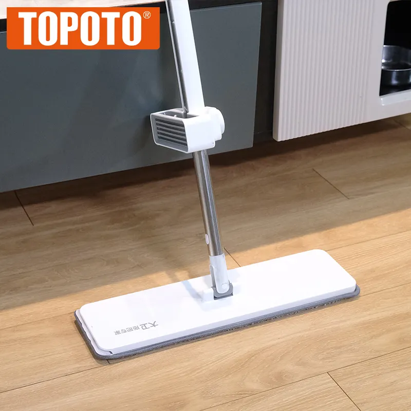 TOPOTO Hand Free Lightweight Self-wringing Water Spray Mop with Aluminum Pole Build-in Water Tank Microfiber Flat Mop with Spray