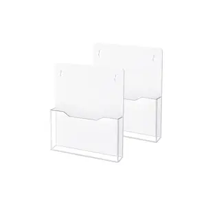 2 Pack Clear Magnetic Wall Mount Acrylic Hanging File Organizer Cabinets Whiteboard Refrigerator Mail Magazine Display Racks