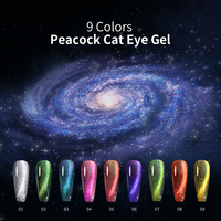 Menghe Cristal 3D aimant diamant paillettes opale paon oeil de chat gel vernis à ongles 9 couleurs paillettes gel vernis