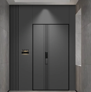 <span class=keywords><strong>Porte</strong></span> d'entrée extérieure en aluminium de luxe, antivol, pour maisons modernes, surface finie, ouverture manuelle, position jardin, résistance au feu - Product Image 4