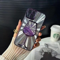 Pour iPhone16/15/14promax plastique colle souple galvanoplastie feuille de paillettes sables mouvants talon haut verre à vin coque de téléphone transparente