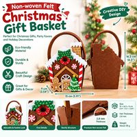 Panier cadeau de Noël en feutre non tissé, sac à bonbons portable en forme de maison de pain d'épices, support pour fête de Noël, panier de rangement pour décorations de fêtes