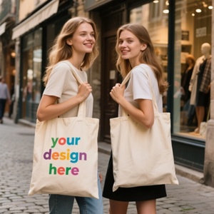 Bolsa de Compras Reutilizable Ecológica de Algodón Twill con Logotipo Personalizado, Impresión en Serigrafía, Colores Personalizados, con Asa para el Hombro - Product Image 4