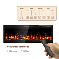 Cheminée électrique murale encastrée moderne de 50, 60 et 72 pouces avec application, effet flamme décoratif super grand format