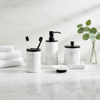 Ensemble de salle de bain en résine marbrée de style européen moderne, 3 pièces, accessoires de salle de bain de luxe pour hôtels