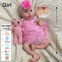 17 Zoll Reborn Baby Doll Ganzkörper Silikon Open Mouth kann Schnuller lebensechte Neugeborene Begleiter Geschenk setzen