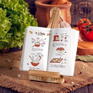 WanuoCraft Planche à découper rectangulaire en <span class=keywords><strong>bois</strong></span> personnalisable, support de recettes, épaisseur 2,2 cm, <span class=keywords><strong>bois</strong></span> carbonisé vieilli, support de livre de cuisine - Product Image 3
