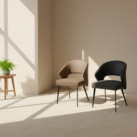 Chaises de salle à manger en tissu écologique, design nordique moderne minimaliste, capitonnées, pivotantes, avec dossier en métal, pour la maison et l'hôtel