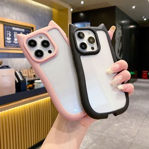 Funda de acrílico transparente de cobertura total con diseño de orejas de gato para iPhone 17, 16 Pro, funda protectora transparente, 15 de silicona. - Product Image 3