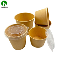 Emballage alimentaire jetable personnalisé en bagasse enduite de PE de la série Harvest KR, boîte à lunch à emporter, bol à salade et à soupe, gobelet à café