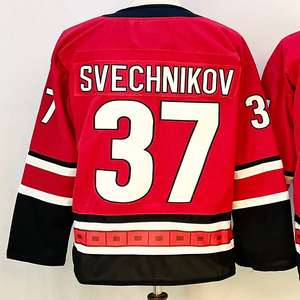 เสื้อฮอกกี้เย็บติดสำหรับผู้ชาย หมายเลข 20 Sebastian Aho 37 Andrei Svechnikov 24 Seth Jarvis - Product Image 3