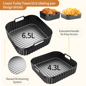 Nouvelle plaque de cuisson en silicone pliable et réutilisable, compatible avec les friteuses à air <span class=keywords><strong>Cosori</strong></span> Turbo Tower 10.8L et autres friteuses à air. - Product Image 3