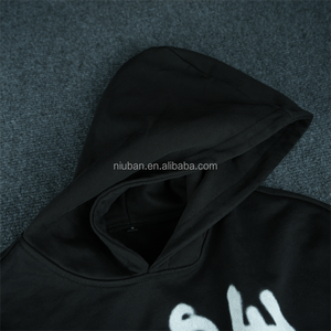 Sweat à capuche en coton de haute qualité noir Designer Broderie lourde Dtg Print <span class=keywords><strong>420</strong></span> Gsm Sweat à capuche court - Product Image 3