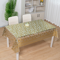 Nappe rectangulaire transparente en PVC RNPT, motif marbré doré, pour hôtels, restaurants et tables de banquet