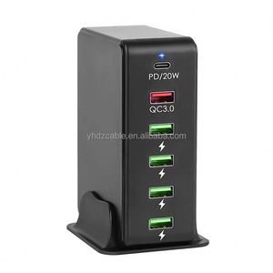 65W USB C High <b>Power</b> 5USB Port Desktop Charging Station QC3.0 Android Charger Notebook Tablet Charging Head - Product Image 2