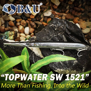 B&U JT43 154mm 215mm 14.2g 28.2g Leurre flottant de surface Needlefish Stickbait pour eau salée, action WTD, imprimé en 3D, effet peau vivante - Product Image 3