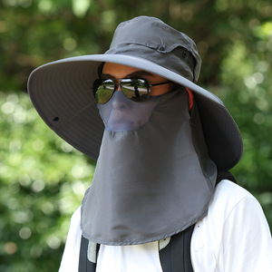 Men's Wide Brim Fisherman <b>Hat</b> Breathable Sun Protection Outdoor Hiking Cycling <b>Summer</b> Bucket <b>Hat</b> Light Gray - Product Image 2