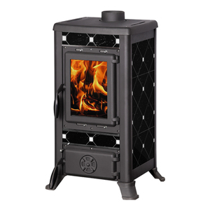 Poêle à bois décoratif en acier <span class=keywords><strong>avec</strong></span> carreaux en céramique 8kW, <span class=keywords><strong>foyer</strong></span> autoportant - Product Image 2