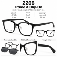 En gros, montures de lunettes détachables pour verres correcteurs, avec verres teintés anti-radiation et kit de clips de monture confortable