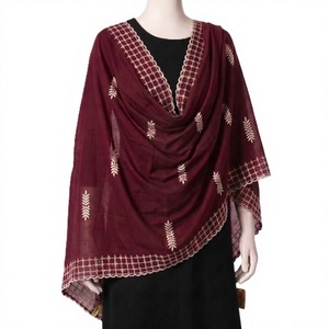 Wholesale Women Chiffon Shawl Floral Rhinestone Embroidered Breathable Lightweight Soft <b>Wrap</b> Scarf OEM ODM Custom - Product Image 1