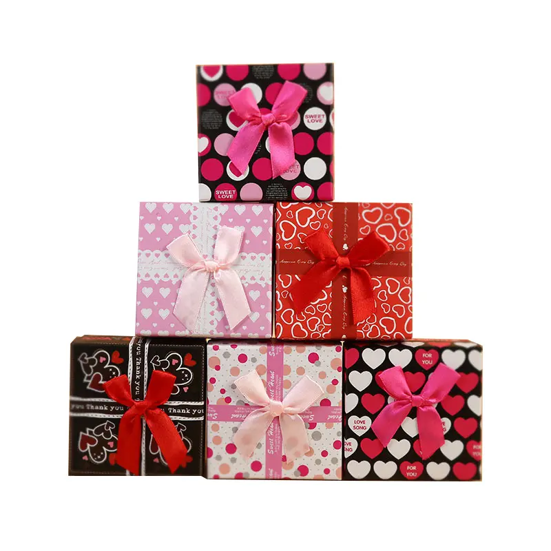 Custom logo square shape gift box packaging black color paper jewelry box