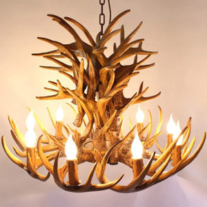 Lustre Vintage en <span class=keywords><strong>Bois</strong></span> <span class=keywords><strong>de</strong></span> <span class=keywords><strong>Cerf</strong></span> Luminaire Rétro Lustre pour Salon Église Lustres Luminaria Résine Corne <span class=keywords><strong>de</strong></span> <span class=keywords><strong>Cerf</strong></span> Lampe Suspendue - Product Image 1