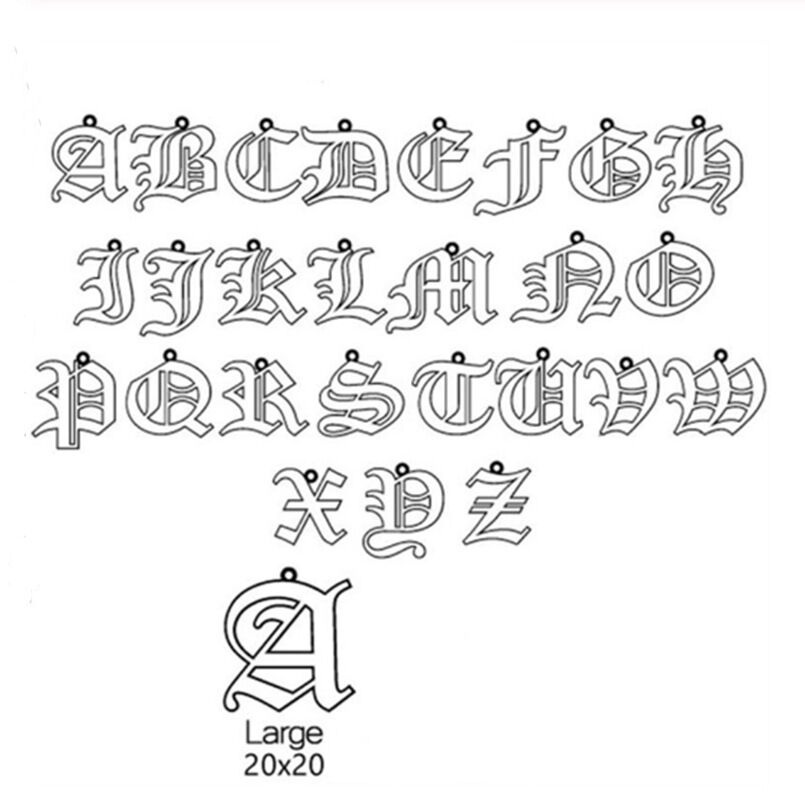 卸売格安ゴシックアルファベット26文字チャームジュエリーステンレス鋼