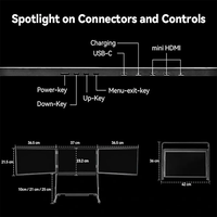 Monitor Portátil Eimio de Pantalla Triple de 15.6 Pulgadas, 300 Nit, IPS, Tipo C, Plug and Play, con Altavoz Integrado, Extensor de Pantalla Cuádruple para Portátil OEM