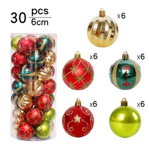 2023 Adornos De Navidad 6/8cm multicolor Feliz Navidad bola conjunto Navidad adornos plástico colgante Navidad bola árbol Decoración