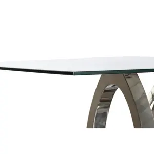 Table à manger en verre trempé et acier 160x90x76cm - Product Image 4