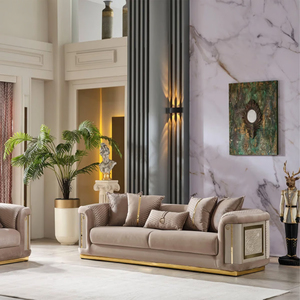 Sortie d'usine luxe européen or Rose jambe <span class=keywords><strong>blanc</strong></span> Chesterfield canapé <span class=keywords><strong>velours</strong></span> tissu bouton tufté salon canapé ensemble meubles - Product Image 5