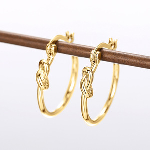 Orecchini a Cerchio Opachi con Nodo per Donna, Semplici Orecchini a Cerchio Rotondi, Gioielli di Moda Quotidiana - Product Image 3
