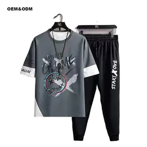 Hawaii European American Style Men's Fashion Brand Leisure Sports Short Sleeve T-Shirt and Trainers Two-Piece Summer Suit