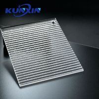 Kunxin 8mm 9mm 10mm Panneau acrylique à rayures transparentes à texture nervurée mate et claire pour cloison