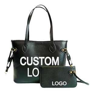 Custom Printed Logo Pink Leather Work Tote Bags Set Women Handbags Ladies Shoulder Bags Custom <strong>Purse</strong> with <strong>Green</strong> Handle - Product Image 5